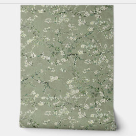 Vincent Van Gogh Almond Blossom on Sage Green Tapete