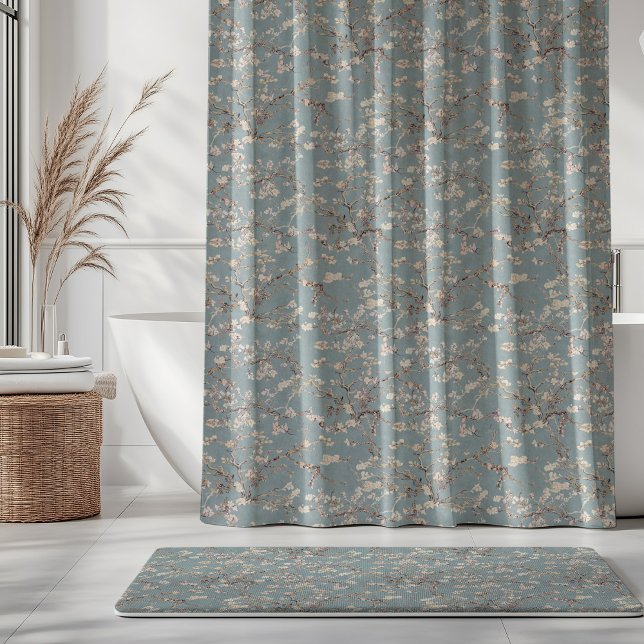 Vincent Van Gogh Almond Blossom on Slate Blue Duschvorhang (Von Creator hochgeladen)