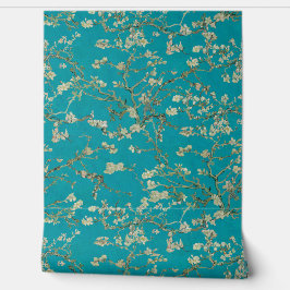Vincent Van Gogh Almond Blossom on Teal Blue Tapete