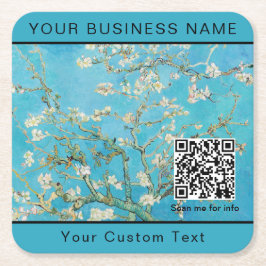 Vincent Van Gogh - Almond Blossom QR-Code Rechteckiger Pappuntersetzer