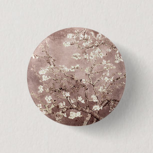 Vincent Van Gogh Almond Blossoms Beige Taupe Button
