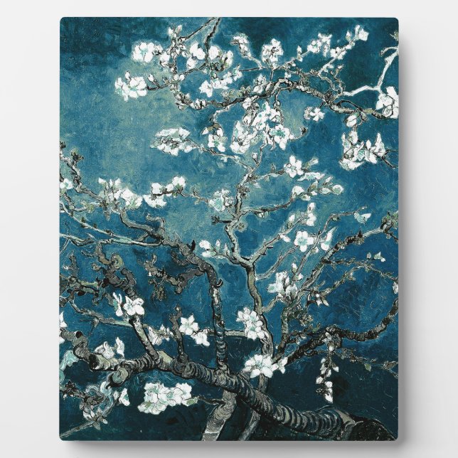Vincent Van Gogh Almond Blossoms Dark Aquamarin Fotoplatte (Vorderseite)