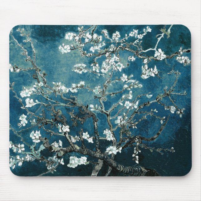 Vincent Van Gogh Almond Blossoms Dark Aquamarin Mousepad (Vorne)