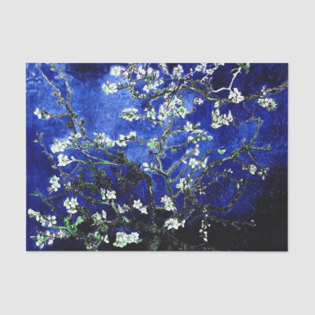 Vincent Van Gogh Almond Blossoms Deep Blue Seidenpapier (Vorderseite)