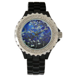 Vincent Van Gogh Almond Blossoms Deep Blue Watch Armbanduhr