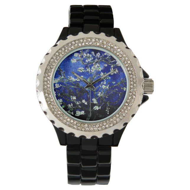 Vincent Van Gogh Almond Blossoms Deep Blue Watch Armbanduhr (Vorderseite)