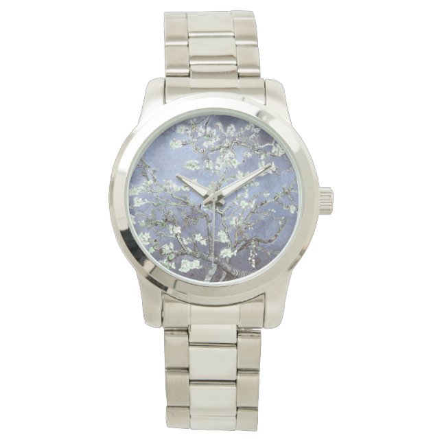 Vincent Van Gogh Almond Blossoms Gray Blue WAtch Armbanduhr (Vorderseite)