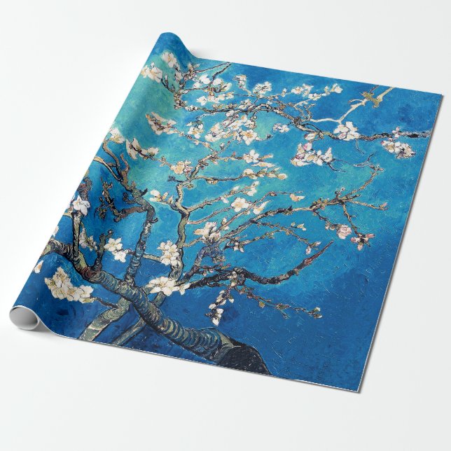 Vincent Van Gogh Almond Blossoms Helles Türkis Geschenkpapier (Ungerollt)