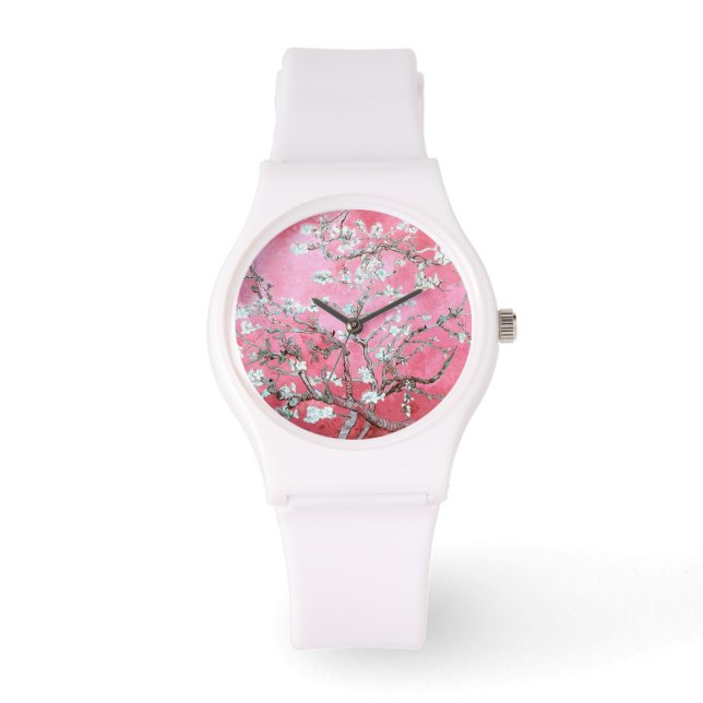 Vincent Van Gogh Almond Blossoms Pink Watch Armbanduhr (Vorderseite)