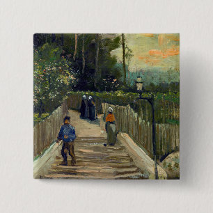 Vincent van Gogh - Ansteigende Weg in Montmartre Button