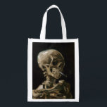 Vincent van Gogh Art Wiederverwendbare Einkaufstasche<br><div class="desc">Vincent van Gogh (Niederländisch, 1853 - 1890) Schädel eines Skeletts mit brennender Zigarette, 1885-86, Öl auf Leinwand Ungerahmt: 32 cm × 24, 5 cm (13 in × 9, 6 in) Früharbeit von Vincent van Gogh. Dieses kleine Gemälde ist Teil der ständigen Sammlung des Van Gogh Museums in Amsterdam. Es wurde...</div>