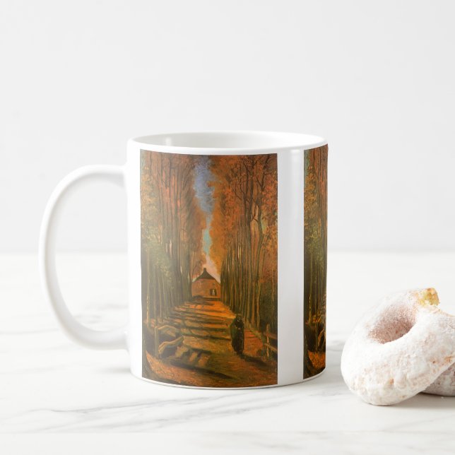 Vincent van Gogh - Avenue of Poplars im Herbst Kaffeetasse (Mit Donut)