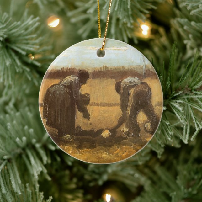 Vincent van Gogh - Bauern, die Kartoffeln anpflanz Keramikornament (Baum)
