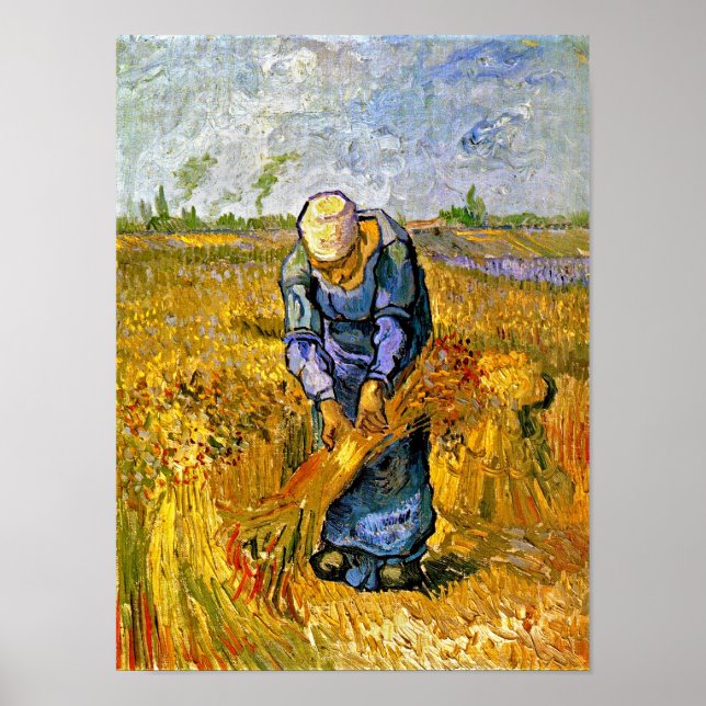 Vincent Van Gogh - Bauernfrauen Bindeblätter Poster (Vorne)