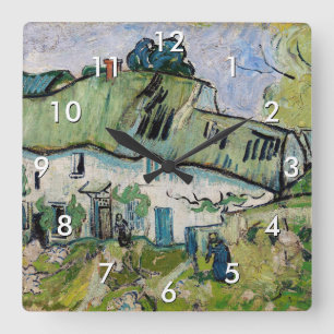 Vincent van Gogh - Bauernhaus mit zwei Figuren Quadratische Wanduhr