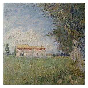 Vincent van Gogh - Bauernhof auf einem Weizenfeld Fliese