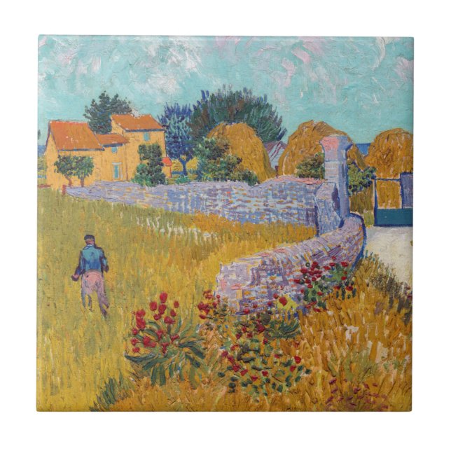 Vincent van Gogh - Bauernhof in der Provence Fliese (Vorderseite)