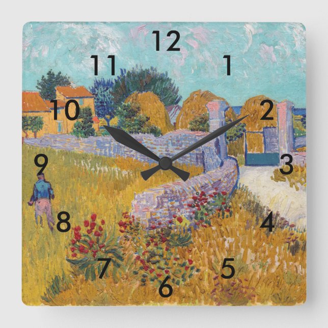 Vincent van Gogh - Bauernhof in der Provence Quadratische Wanduhr (Vorderseite)