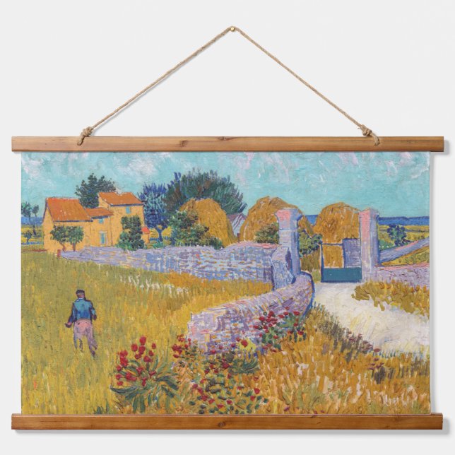 Vincent van Gogh - Bauernhof in der Provence Wandteppich Mit Holzrahmen (Vorne)