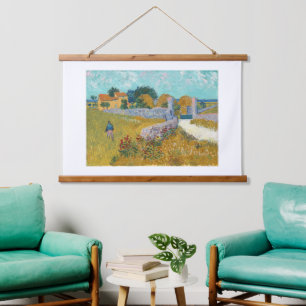 Vincent Van Gogh, Bauernhof in der Provence Wandteppich Mit Holzrahmen