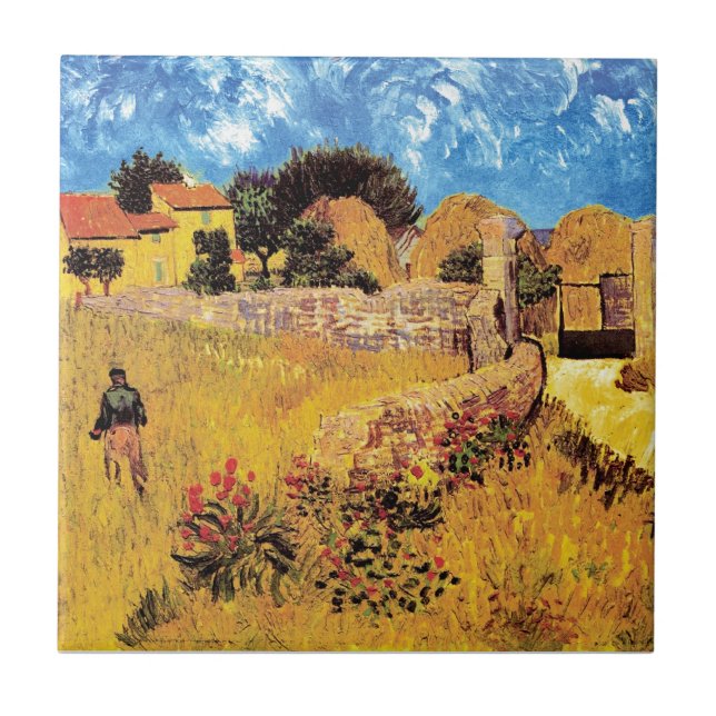 Vincent Van Gogh - Bauernhof in Provence Kunst Fliese (Vorderseite)