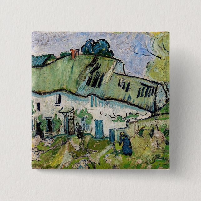Vincent van Gogh - Bauernhof mit zwei Zahlen Button (Vorderseite)