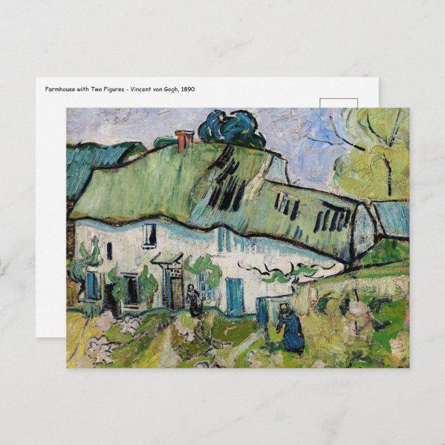 Vincent van Gogh - Bauernhof mit zwei Zahlen Postkarte (Vorne/Hinten)