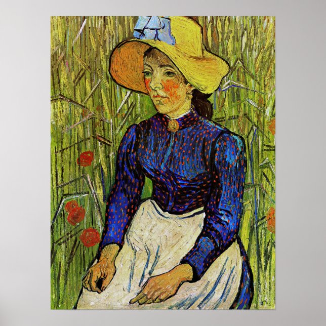 Vincent van Gogh - Bauernmädchen in Strohhut Poster (Vorne)
