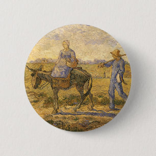Vincent van Gogh - Bauernpaar auf dem Weg zur Arbe Button