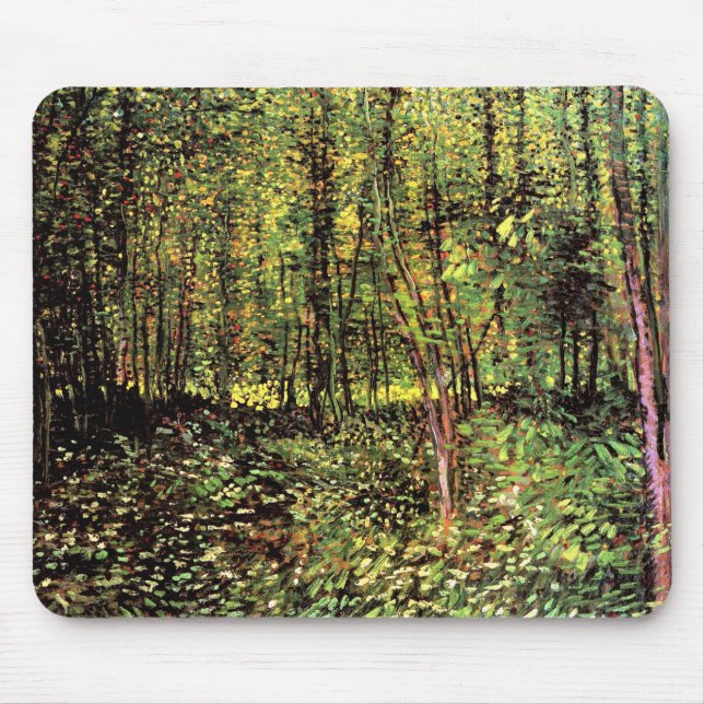 Vincent Van Gogh - Bäume und untergewachsene Kunst Mousepad (Vorne)