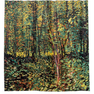 Vincent Van Gogh - Bäume und Unterholz Fine Art Duschvorhang