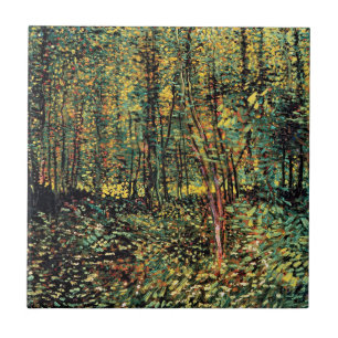 Vincent Van Gogh - Bäume und Unterholz Fine Art Fliese