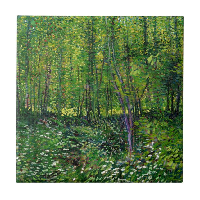 Vincent Van Gogh Bäume und Unterwuchs Fliese (Vorderseite)