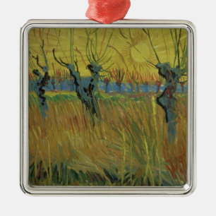 Vincent van Gogh Bewässerte Willows, Sonnenunter Ornament Aus Metall
