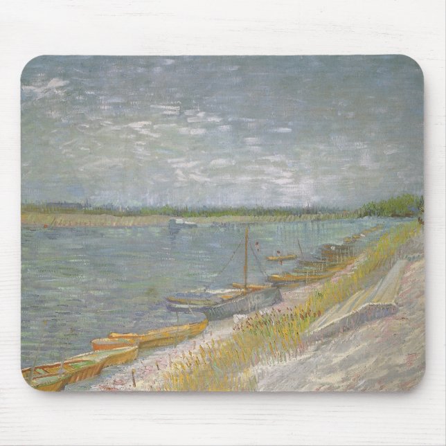 Vincent van Gogh - Blick auf den Fluss w Ruderboot Mousepad (Vorne)