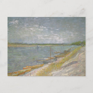 Vincent van Gogh - Blick auf den Fluss w Ruderboot Postkarte