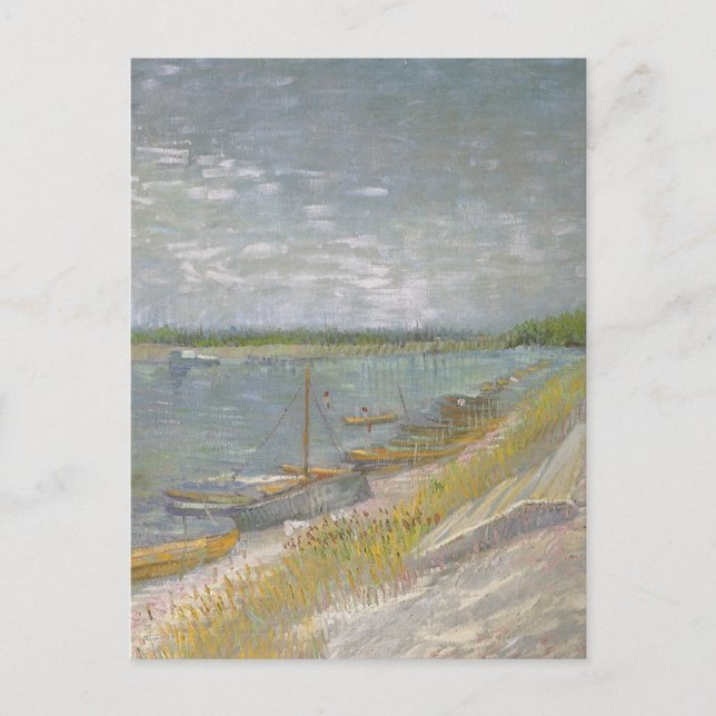 Vincent van Gogh - Blick auf den Fluss w Ruderboot Postkarte (Vorderseite)