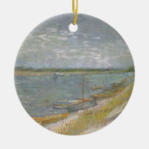 Vincent van Gogh - Blick auf einen Fluss mit Ruder Keramik Ornament