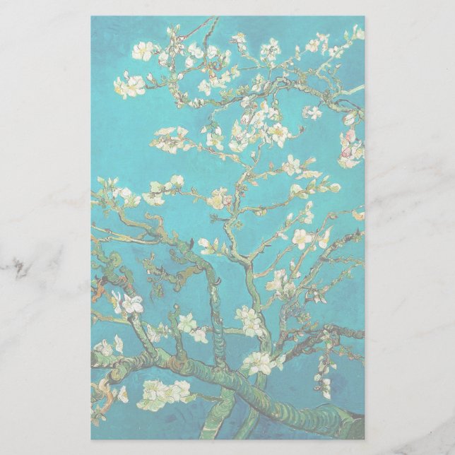 Vincent Van Gogh Blossoming Almond Tree Floral Art Briefpapier (Vorderseite)