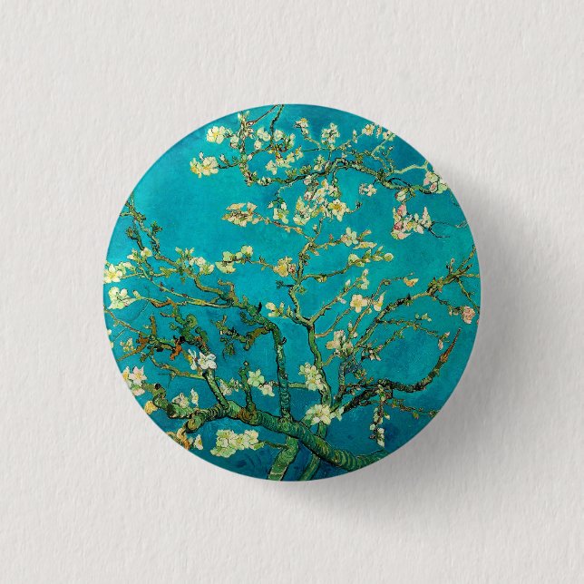 Vincent Van Gogh Blossoming Almond Tree Floral Art Button (Vorderseite)