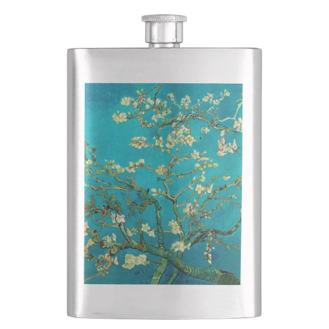 Vincent Van Gogh Blossoming Almond Tree Floral Art Flachmann (Vorderseite)