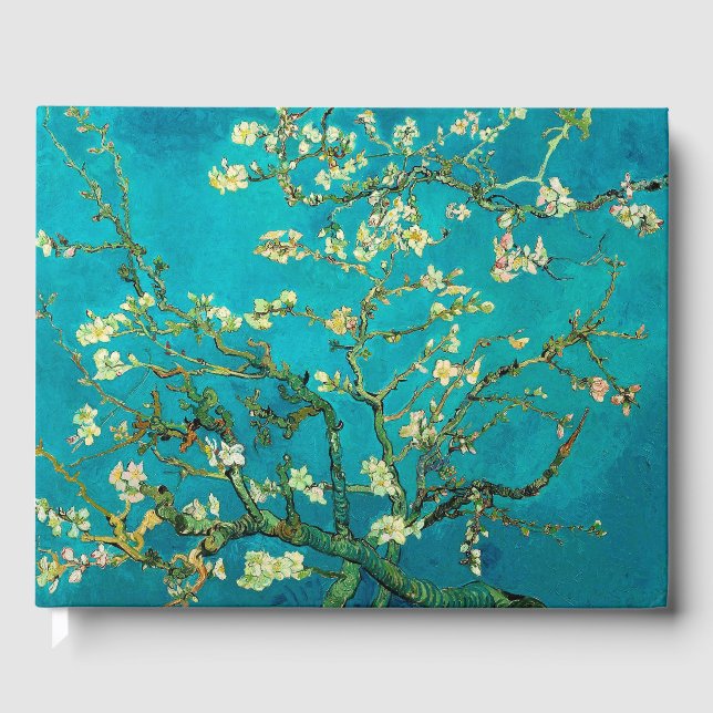 Vincent Van Gogh Blossoming Almond Tree Floral Art Gästebuch (Vorderseite)