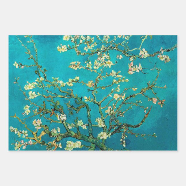 Vincent Van Gogh Blossoming Almond Tree Floral Art Geschenkpapier Set (Vorderseite)