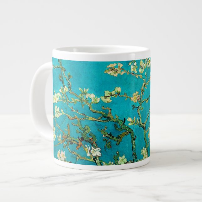 Vincent Van Gogh Blossoming Almond Tree Floral Art Jumbo-Tasse (Vorderseite Links)