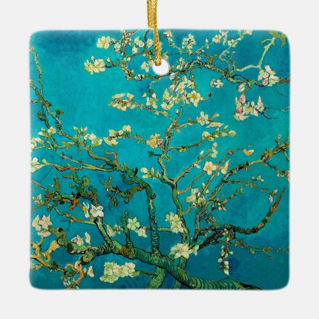 Vincent Van Gogh Blossoming Almond Tree Floral Art Keramikornament (Vorderseite)