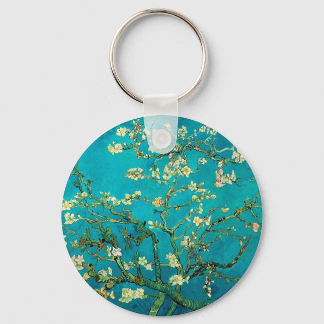 Vincent Van Gogh Blossoming Almond Tree Floral Art Schlüsselanhänger (Vorderseite)