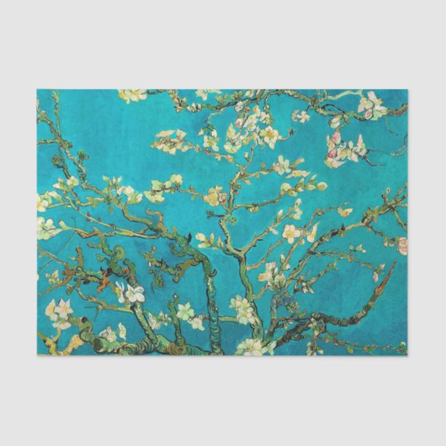 Vincent Van Gogh Blossoming Almond Tree Floral Art Seidenpapier (Vorderseite)