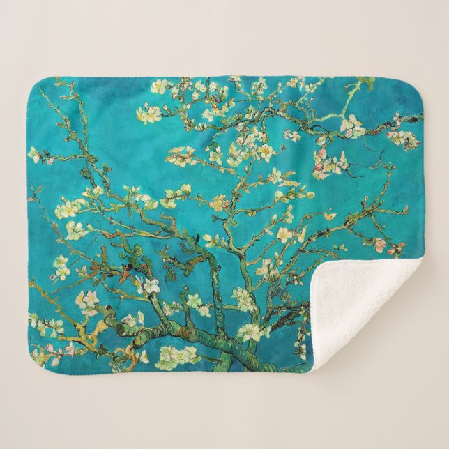 Vincent Van Gogh Blossoming Almond Tree Floral Art Sherpadecke (Vorderseite (Horizontal))