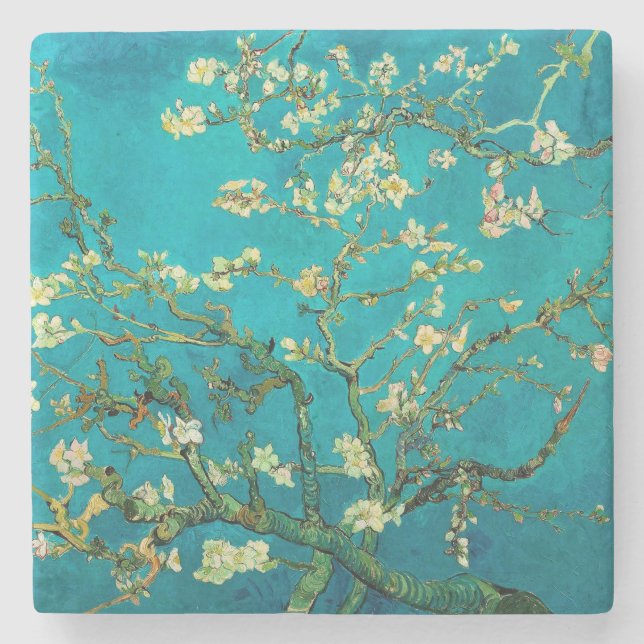 Vincent Van Gogh Blossoming Almond Tree Floral Art Steinuntersetzer (Vorderseite)
