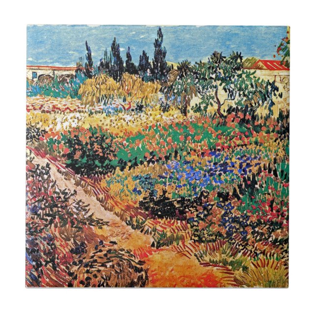 Vincent Van Gogh - blühender Garten mit Pfad Fliese (Vorderseite)